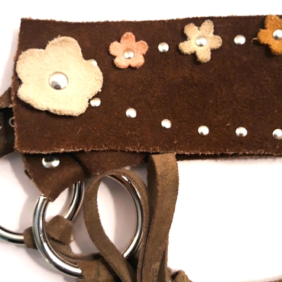 BROWN SUEDE BELT w/ fringe ties